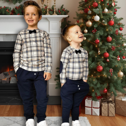 Elegancki komplet z muszką i spodenki | OLYMPIA KIDS STYLE