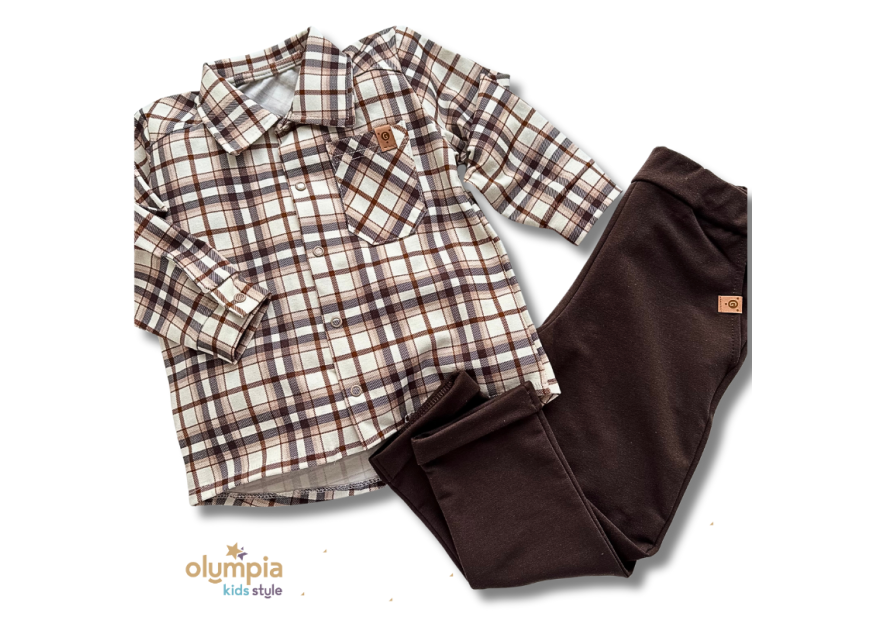 Komplet koszula i spodnie KRATA brąz