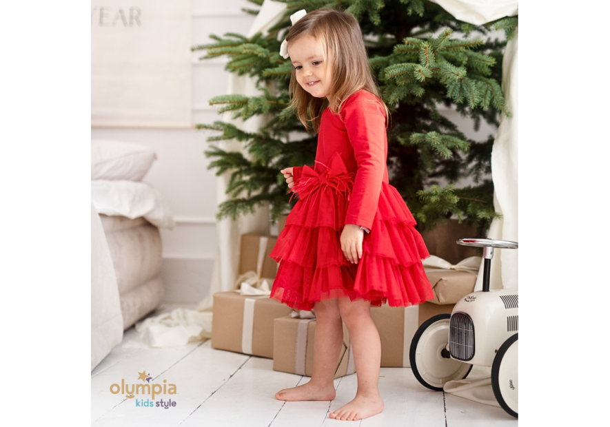Sukienka dla dziewczynki PIÓRKO | OLYMPIA KIDS STYLE