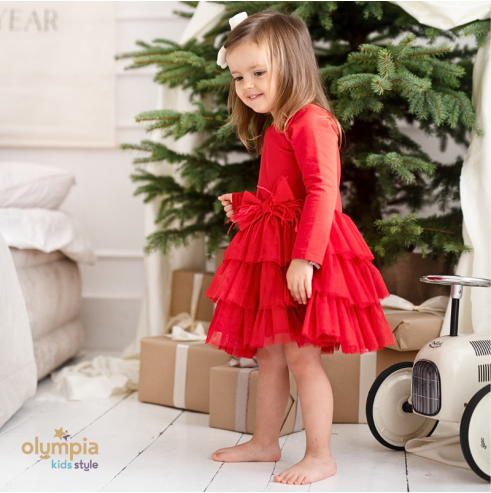 Sukienka dla dziewczynki PIÓRKO | OLYMPIA KIDS STYLE