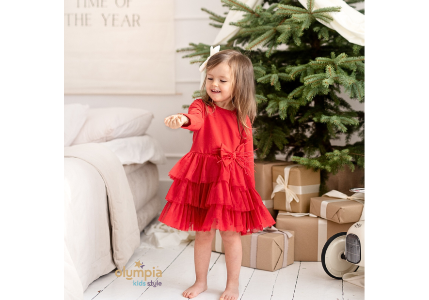 Sukienka dla dziewczynki PIÓRKO | OLYMPIA KIDS STYLE