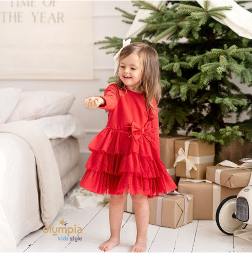 Sukienka dla dziewczynki PIÓRKO | OLYMPIA KIDS STYLE