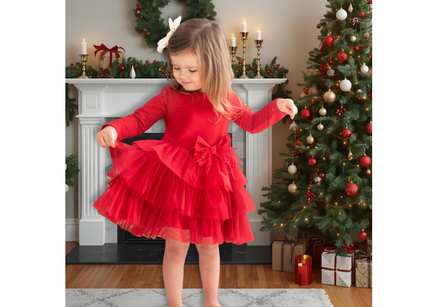 Sukienka dla dziewczynki PIÓRKO | OLYMPIA KIDS STYLE