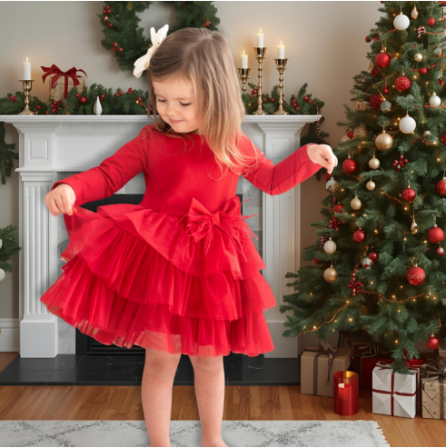 Sukienka dla dziewczynki PIÓRKO | OLYMPIA KIDS STYLE