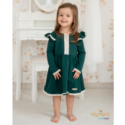 Sukienka dla dziewczynki KORONKA butelkowa zieleń