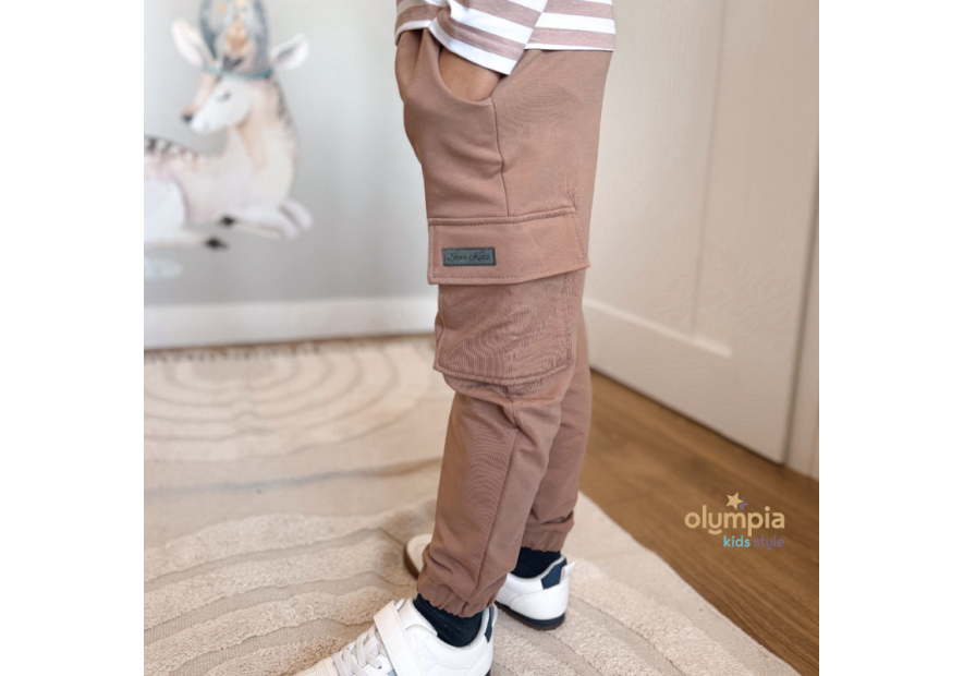 Bawełniane spodnie dresowe chłopięce bojówki | OLYMPIA KIDS STYLE