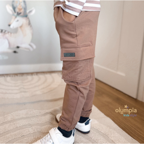 Bawełniane spodnie dresowe chłopięce bojówki | OLYMPIA KIDS STYLE