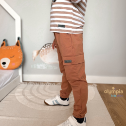 Bawełniane spodnie dresowe chłopięce bojówki | OLYMPIA KIDS STYLE