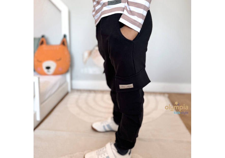 Bawełniane spodnie dresowe chłopięce bojówki | OLYMPIA KIDS STYLE