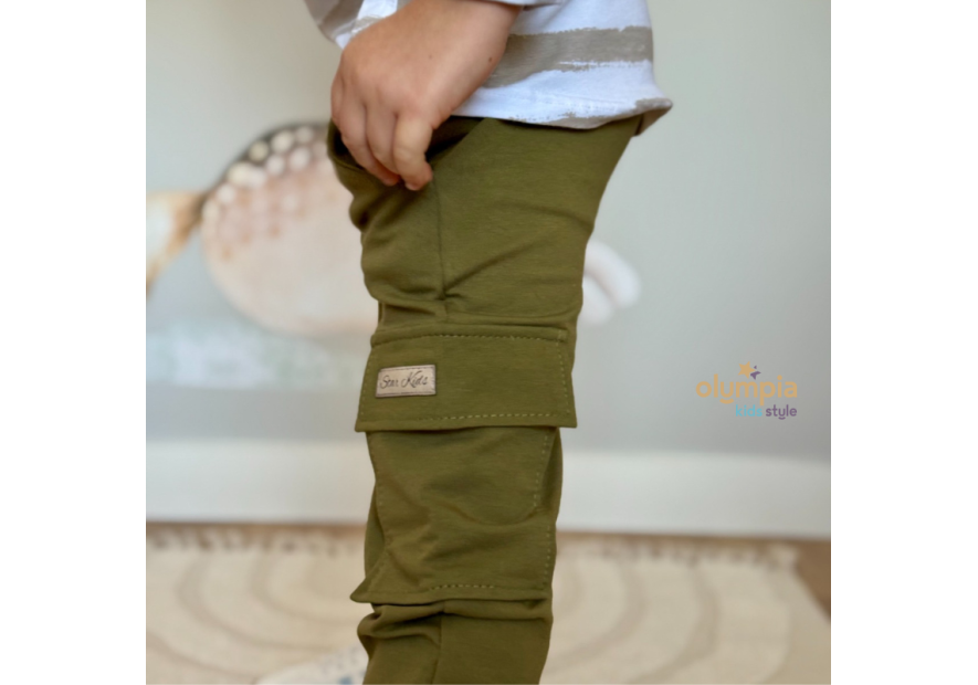 Bawełniane spodnie dresowe chłopięce bojówki | OLYMPIA KIDS STYLE