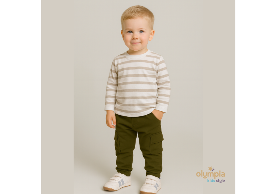 Bawełniane spodnie dresowe chłopięce bojówki | OLYMPIA KIDS STYLE