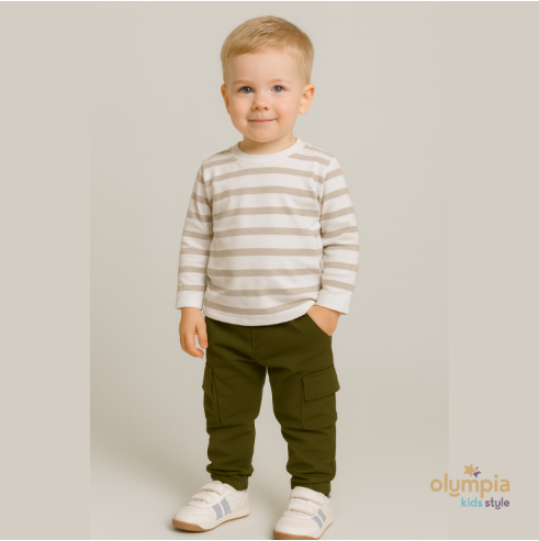 Bawełniane spodnie dresowe chłopięce bojówki | OLYMPIA KIDS STYLE