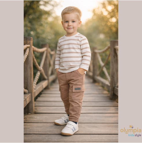 Bawełniane spodnie dresowe chłopięce bojówki | OLYMPIA KIDS STYLE