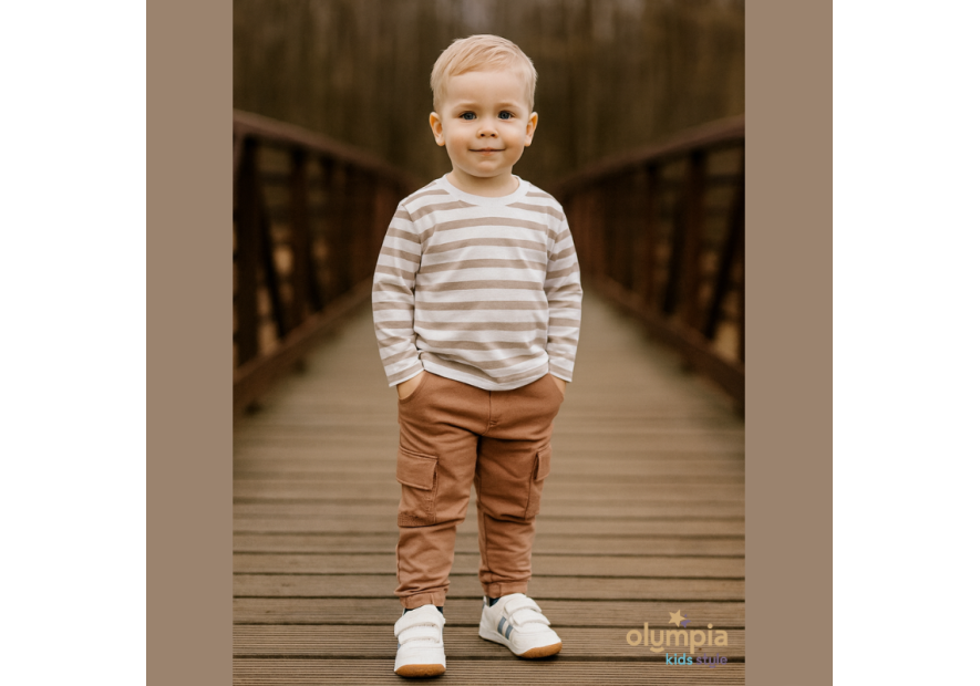 Bawełniane spodnie dresowe chłopięce bojówki | OLYMPIA KIDS STYLE