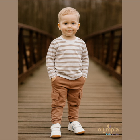 Bawełniane spodnie dresowe chłopięce bojówki | OLYMPIA KIDS STYLE