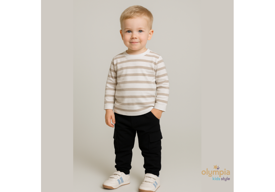 Bawełniane spodnie dresowe chłopięce bojówki | OLYMPIA KIDS STYLE