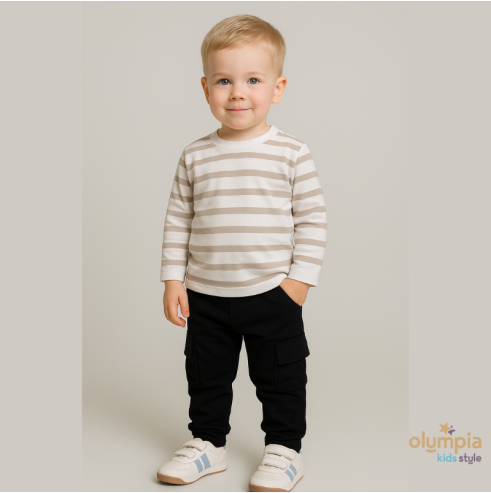 Bawełniane spodnie dresowe chłopięce bojówki | OLYMPIA KIDS STYLE