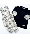 Bluzka z kołnierzem i spodenki z szelkami KRATKA