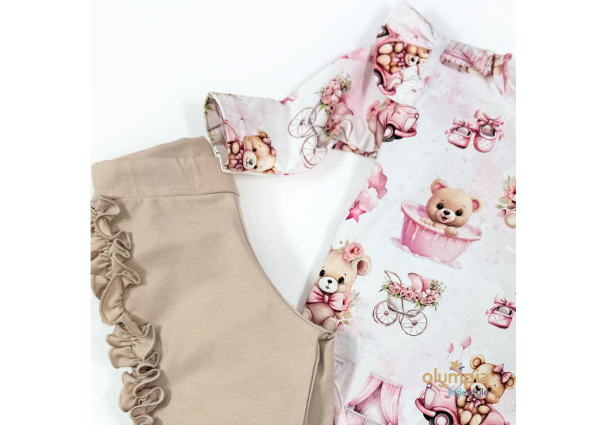 Komplet body niemowlęce z falbanką i spodenki |OLYMPIA KIDS STYLE