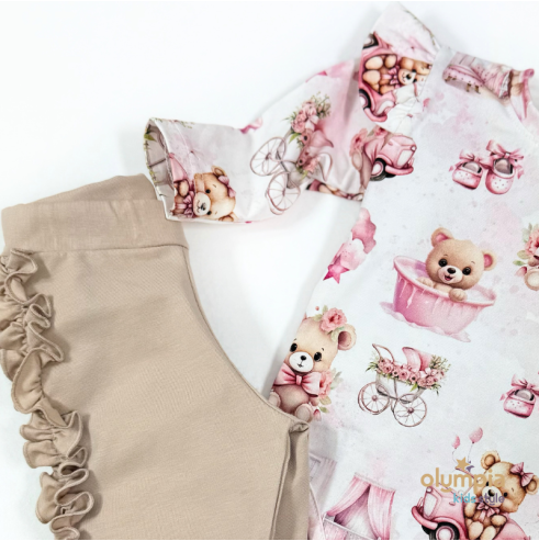 Komplet body niemowlęce z falbanką i spodenki |OLYMPIA KIDS STYLE