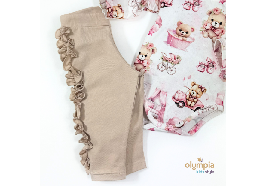 Komplet body niemowlęce z falbanką i spodenki |OLYMPIA KIDS STYLE