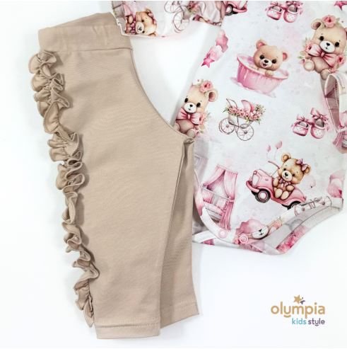 Komplet body niemowlęce z falbanką i spodenki |OLYMPIA KIDS STYLE