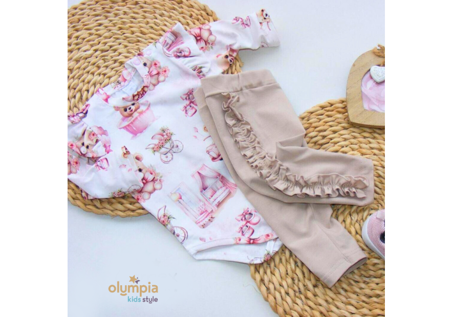 Komplet body niemowlęce z falbanką i spodenki |OLYMPIA KIDS STYLE
