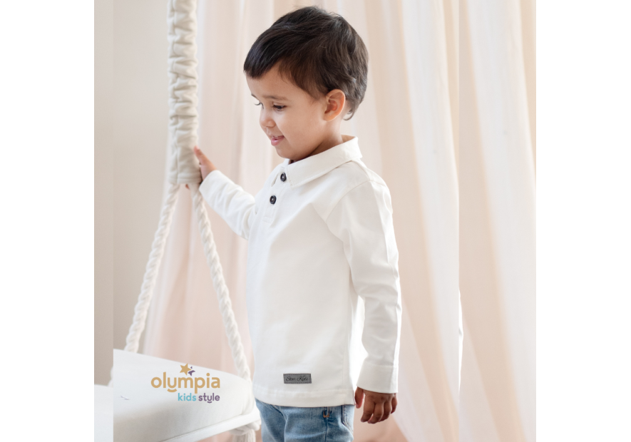 Bluzka chłopięca POLO z kołnierzykiem ecru