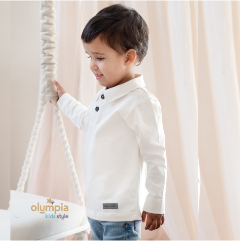 Bluzka chłopięca POLO z kołnierzykiem ecru