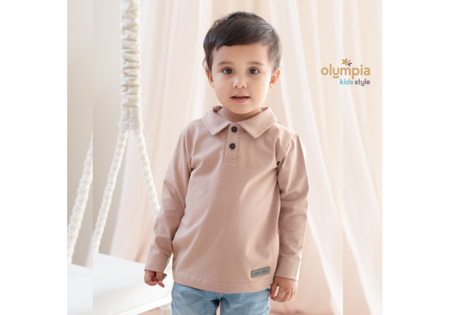 Bluzka POLO z kołnierzykiem beżowa