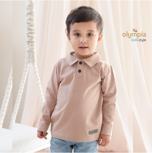 Bluzka POLO z kołnierzykiem beżowa