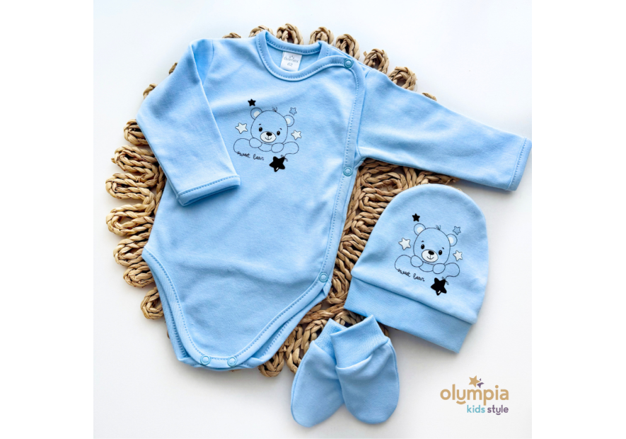 Bawełniana wyprawka dla niemowlaka 5-części niebieska