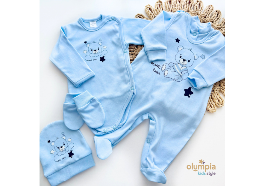 Bawełniana wyprawka dla niemowlaka 5-części niebieska