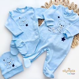 Bawełniana wyprawka dla niemowlaka 5-części niebieska