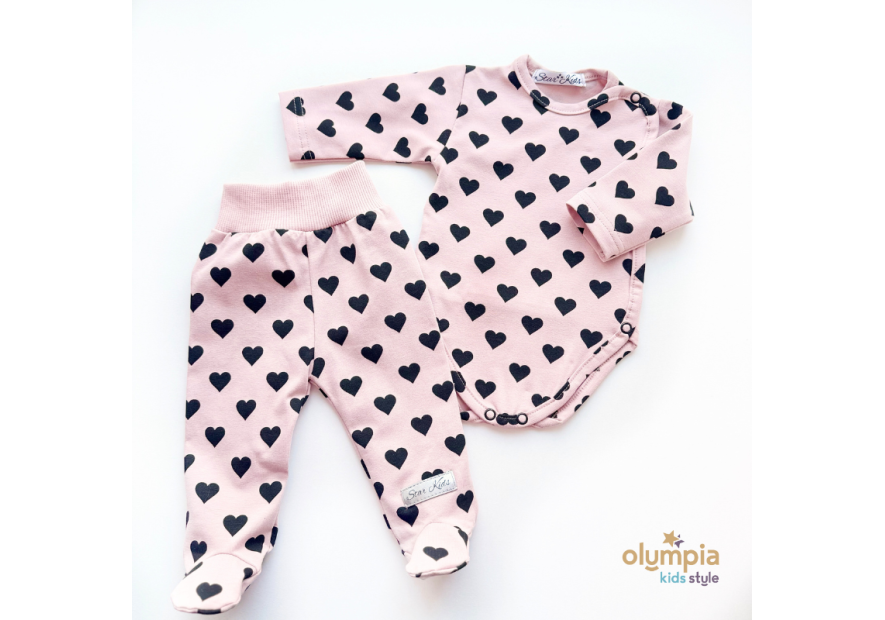 Komplet body niemowlęce + półśpioch Serduszka