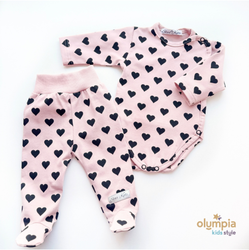 Komplet body niemowlęce + półśpioch Serduszka