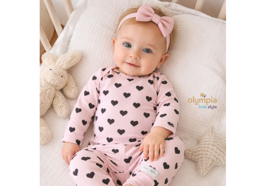Komplet body niemowlęce + półśpioch Serduszka