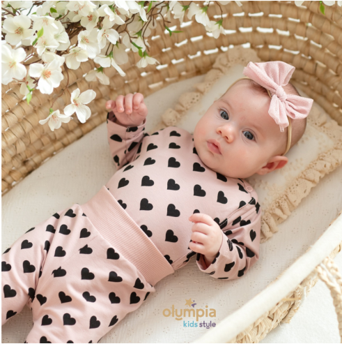 Komplet body niemowlęce + półśpioch Serduszka
