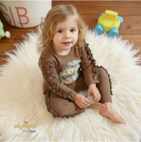 Komplet dla dziewczynki CZEKOLADA  | OLYMPIA KIDS STYLE