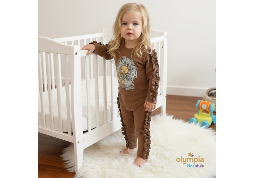 Komplet dla dziewczynki CZEKOLADA  | OLYMPIA KIDS STYLE