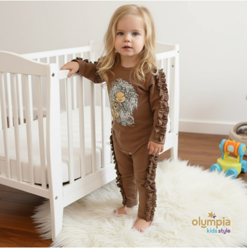 Komplet dla dziewczynki CZEKOLADA  | OLYMPIA KIDS STYLE
