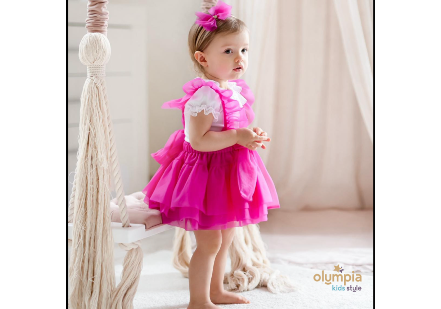 Spódniczka tiulowa na szelkach pudrowa| Olympia kids style