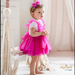 Spódniczka tiulowa na szelkach pudrowa| Olympia kids style