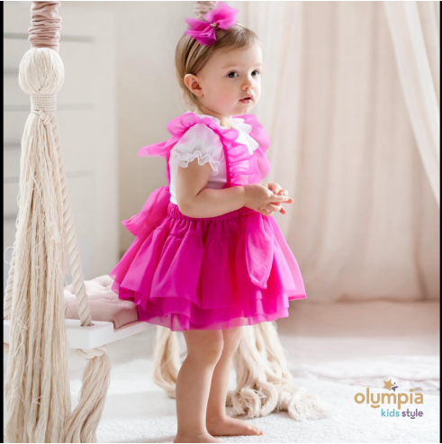 Spódniczka tiulowa na szelkach pudrowa| Olympia kids style