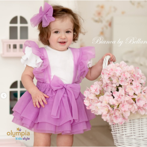 Spódniczka tiulowa na szelkach pudrowa| Olympia kids style