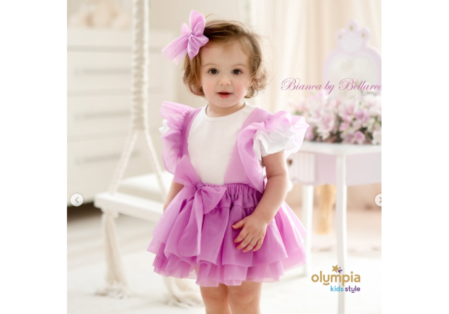 Spódniczka tiulowa na szelkach pudrowa| Olympia kids style