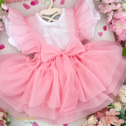 Spódniczka tiulowa na szelkach pudrowa| Olympia kids style