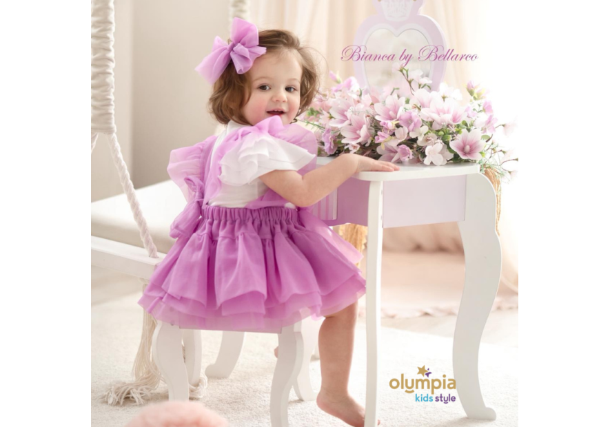 Spódniczka tiulowa na szelkach fiolet Bellarco