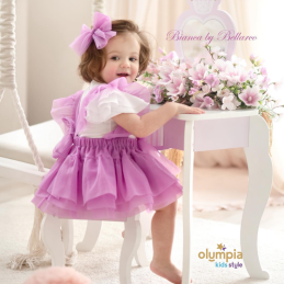 Spódniczka tiulowa na szelkach fiolet Bellarco