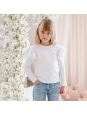 Bluzka dziecięca z dużymi  falbankami biała| OLYMPIA KIDS STYLE